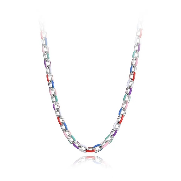 Zara Gold Hallow Link Chain Color Rainbow Hot Ceramic Glaze Adjustable Chocker - Picture 11 of 16